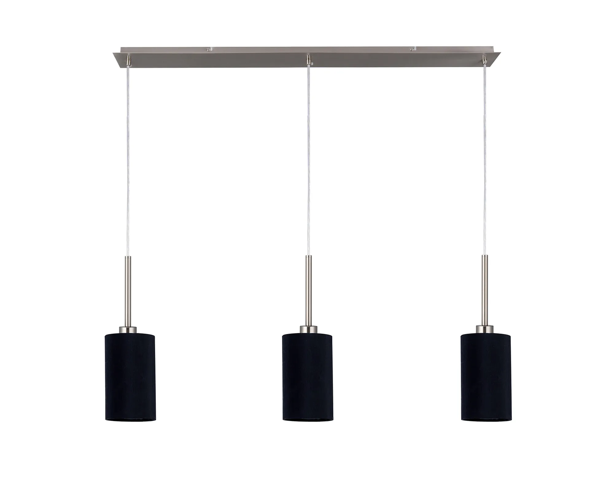 Baymont 12cm Shade 3 Light Pendant Satin Nickel, Black/White DK0779  Deco Baymont SN BL